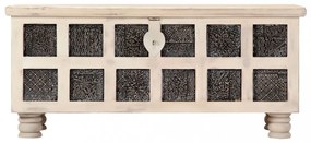 fehér tömör akácfa tárolóláda 110 x 40 x 45 cm