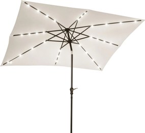 Outsunny Kertiparaván 268x205x248 cm Kültéri Teraszernyő Dölthető Tetővel 45°-ig Napelem LED Fények Acél Rúddal és Crank Mechanizmussal Teraszra Krém
