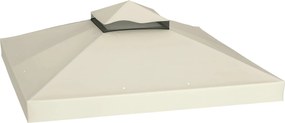 Outsunny Pavilon Csere Napernyő 3 x 3 m, vízálló pavilon tető, dupla rétegű csere borítás kerti pavilonhoz, Oxford szövetből készült, 370 g/m², Krémfe