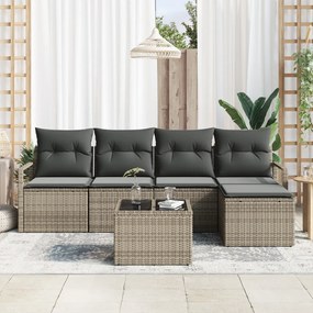 5 darabos kert kanapészett párnákkal fekete poli rattan