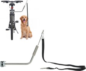 PawHut kerékpárpóráz kutyáknak — rezgéscsillapító, állítható, gyorskioldós (ezüst/fekete) | Aosom