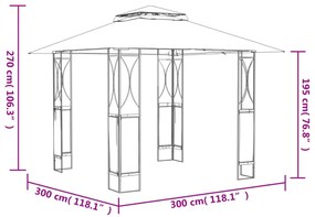 antracitszürke acélpavilon tetővel 300 x 300 x 270 m