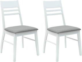 vidaXL Étkező Székek 2 pcs Fehér 43 x 54 x 89 cm Tömör Gumi Fa