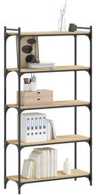 5 szintes sonoma tölgy szerelt fa könyvespolc 80 x 30 x 154 cm