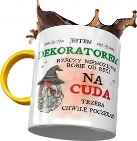 Sárga Bögre Dekorátornak A Csodákra Várni kell Nyomtatott Fotóval