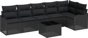 vidaXL Kerti Kanapé Szett párnával tárolóval 7 pcs Bézs Poli rattan