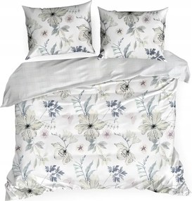 Szatén ágyneműhuzat 140x200 Spring fehér zöld virágok