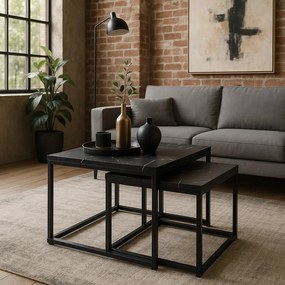 Dohányzóasztal fekete márvány szett JUNO