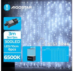 Aigostar B.V. Aigostar - LED Karácsonyi kültéri lánc 300xLED/8 funkció 6x3m IP44 hideg fehér AI0461