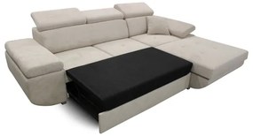 CASTELO L-alakú, jobbos sarokkanapé kihúzható ággyá alakítható funkcióval és tárolóval — szürke