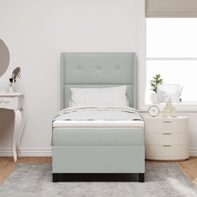 Boxspring Ágy Matrac Ezüstszürke 80x200 cm Bársony