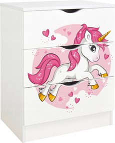 Komód 3 fiókkal, Tágas és funkcionális Unikornis mintával2 60x42x78cm