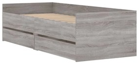 szürke sonoma tölgy színű műfa ágykeret fiókokkal 100 x 200 cm