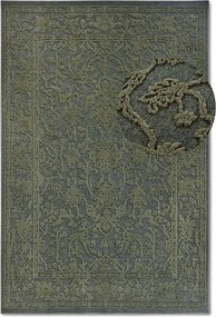 Hagyományos szőnyeg nappaliba 160x230cm,klasszikus 3D dombornyomott zöld minta