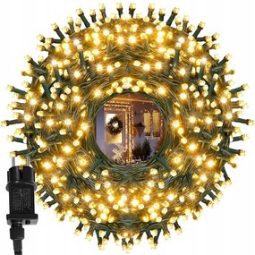 Karácsonyfa Fényfüzér 100M 600 Led Kültéri Fényfüggöny IP44 Fehér Meleg