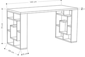 Íróasztal Maze - White, Dark Oak