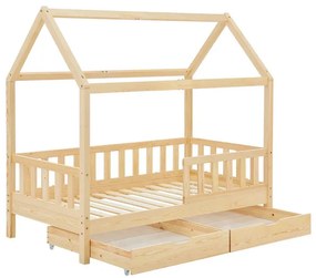 Juskys Nalu gyerekágy 90x200 cm tárolóval – natúr