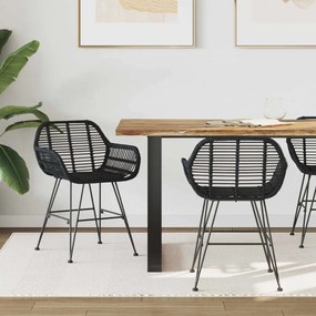 Étkezőszék 2 pcs Fekete 55 x 50 x 74 cm Rattan és Vas