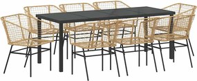 vidaXL Kert étkező szett 9 pcs Barna polirattan