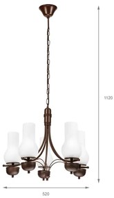 Brilagi - LED lánc csillár COTTAGE 5xE14/40W/230V tölgy/fehér