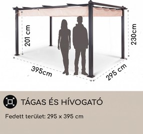 Blumfeldt Pantheon, pergola, 3 x 4 m, árnyékoló, alumínium, poliészter