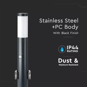 Kültéri érzékelős lámpa és 2 aljzat SCHUKO 1xE27/60W/230V IP44 60cm fekete