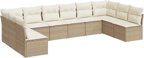vidaXL 10 részes bézs polyrattan kerti ülőgarnitúra párnával