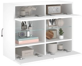 fehér falra szerelhető TV-szekrény LED-lámpákkal 78,5x30x60,5cm