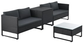 Juskys Rattan szett Santorini - fekete