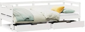 vidaXL fehér tömör fenyőfa kanapéágy fiókokkal 90 x 200 cm