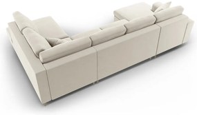 Bézs bársony kinyitható tárolóhelyes sarokkanapé (jobb oldali-U alakú) Kyoto – Cosmopolitan Design