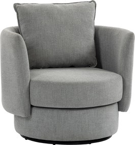 HOMCOM 360° Swivel Lounge Chair with Cushion, Linen-Look Accent Armchair for Bedroom & Living Room, Light Gray | Aosom