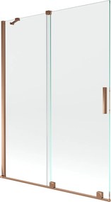 Mexen Velar, 2 szárnyas eltolható kádparaván 130 x 150 cm, 8mm átlátszó üveg, rózsaszín arany, 896-130-000-01-60