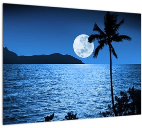 Kép - Hold a tenger felett (üvegen) (70x50 cm)