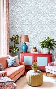 Parato Cristiana Masi Blooming Garden 11 Aquiéla fehér-kék ornamentális vlies tapéta – 8349