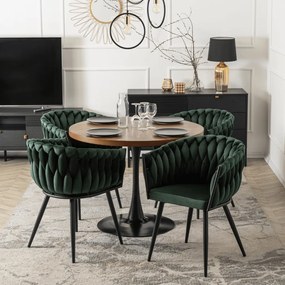 Krzesło ELENA Zielone Plecione Welurowe