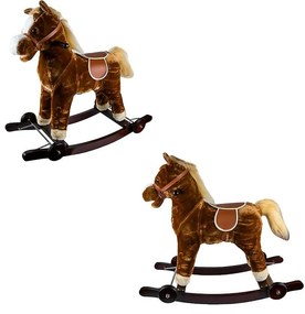 Hintaló kerekekkel, zenei hangokkal, fa vázzal, oldalsó fogantyúkkal