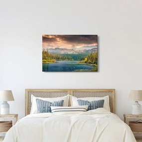 Egy kép a hegyi folyó és a hegyek (90x60 cm)