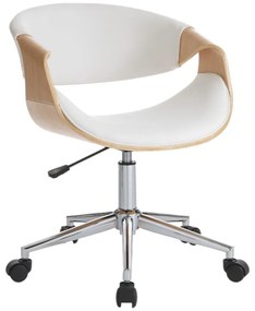 Fehér-natúr színű bőrutánzat irodai szék Visby – Tomasucci