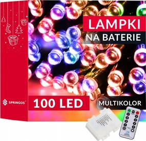 Karácsonyfa Lámpa Kültéri/beltéri 10m 100 Led Távirányító 8 Funkció Multikolor IP44