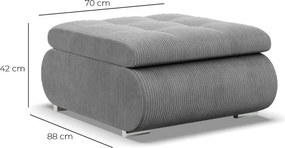 Tokio puff, kordbársony, szürke