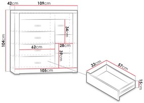 Komód Nadenas N17 (sötét kőris) (LED világítással). 1103653