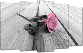Vászonkép 100x60 Púderrózsa a deszkákon