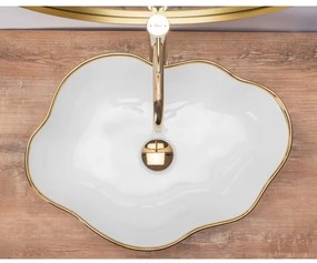 REA-U0696 - Ráépíthető mosdó PEARL 38x50,5 cm kerámia/fényes fehér/arany