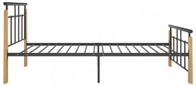 fém és tömör tölgyfa ágykeret 90 x 200 cm