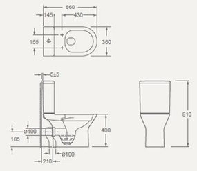 AREZZO design VERMONT peremnélküli kombi wc alsó/hátsó kifolyású