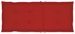 4 db tömör tíkfa kerti szék piros párnákkal