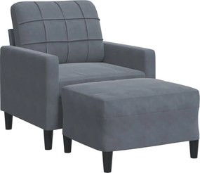 vidaXL sötétszürke bársony kanapéfotel lábtartóval 60 cm
