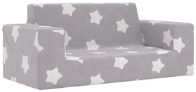 2 személyes világosszürke csillagmintás puha plüss gyerekkanapé