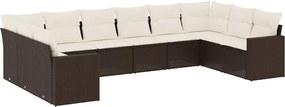 vidaXL 10 részes barna polyrattan kerti ülőgarnitúra párnákkal